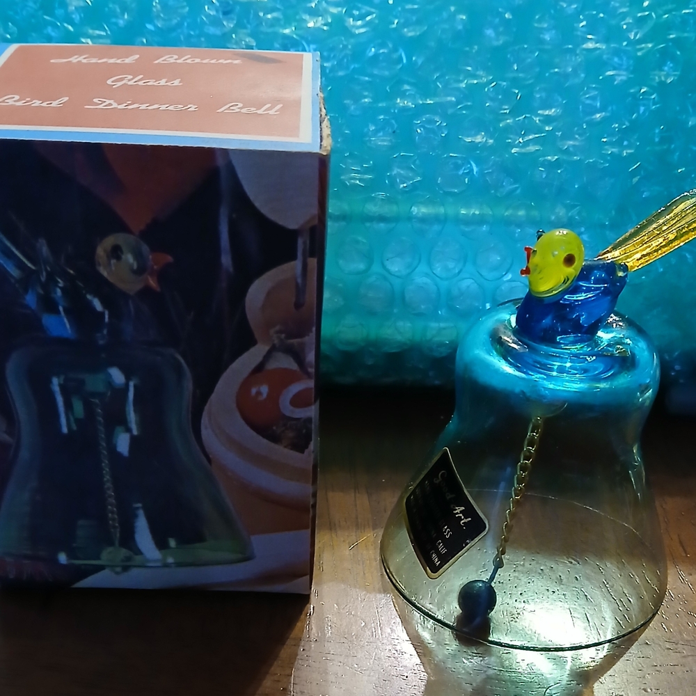 Hand Blown Glass Bird Dinner Bell